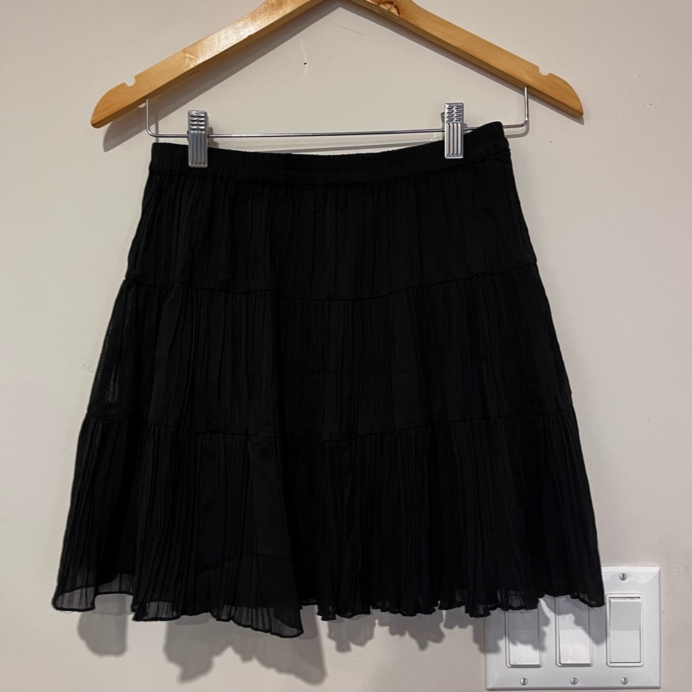 Black Rayon Crinkle Skirt